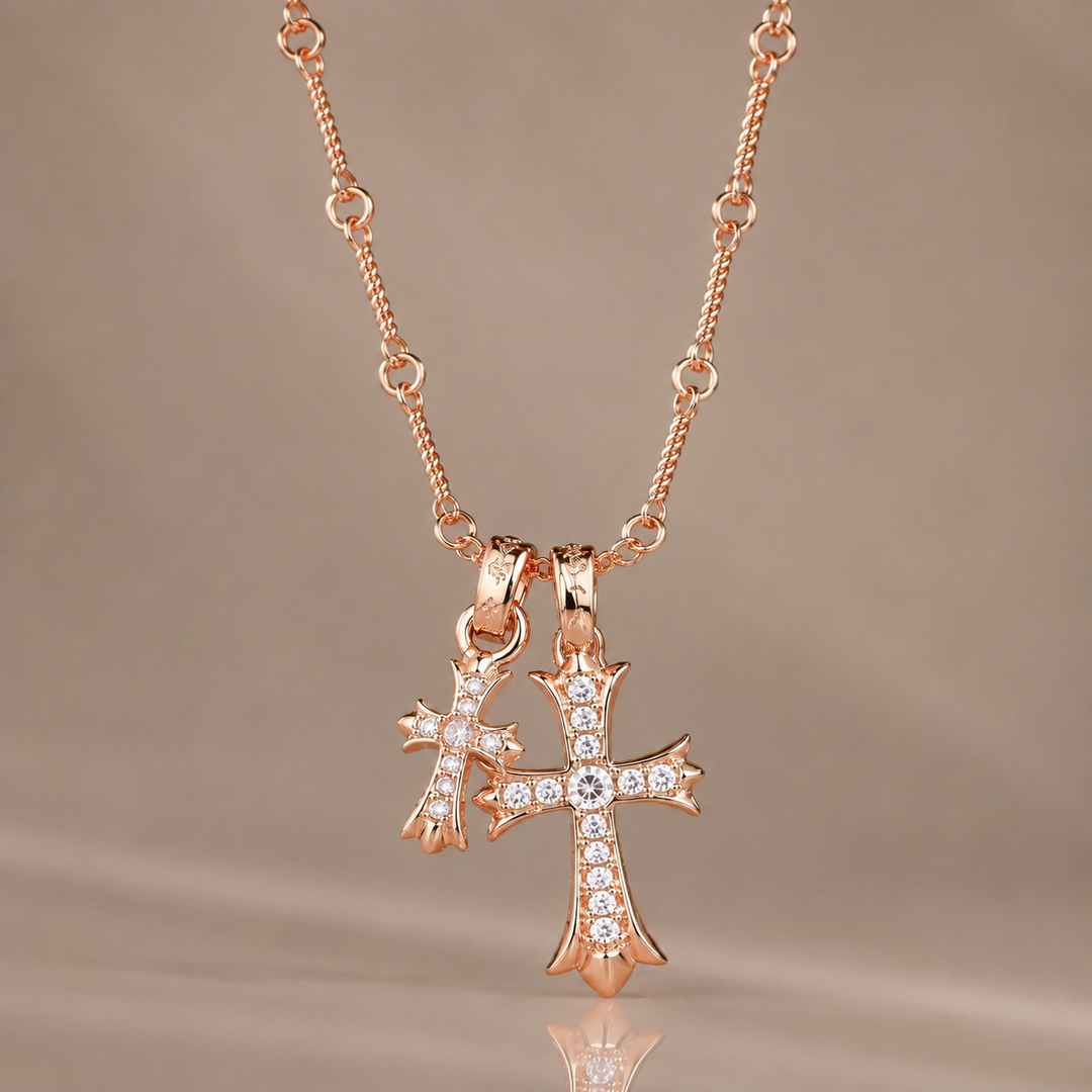Double Cross Pendant Necklace