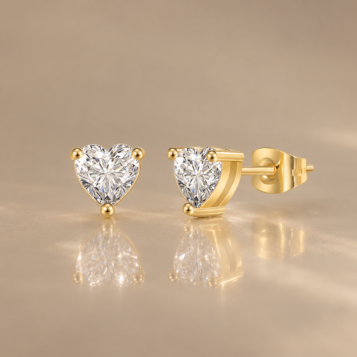 Heart Cut Moissanite Stud Earrings