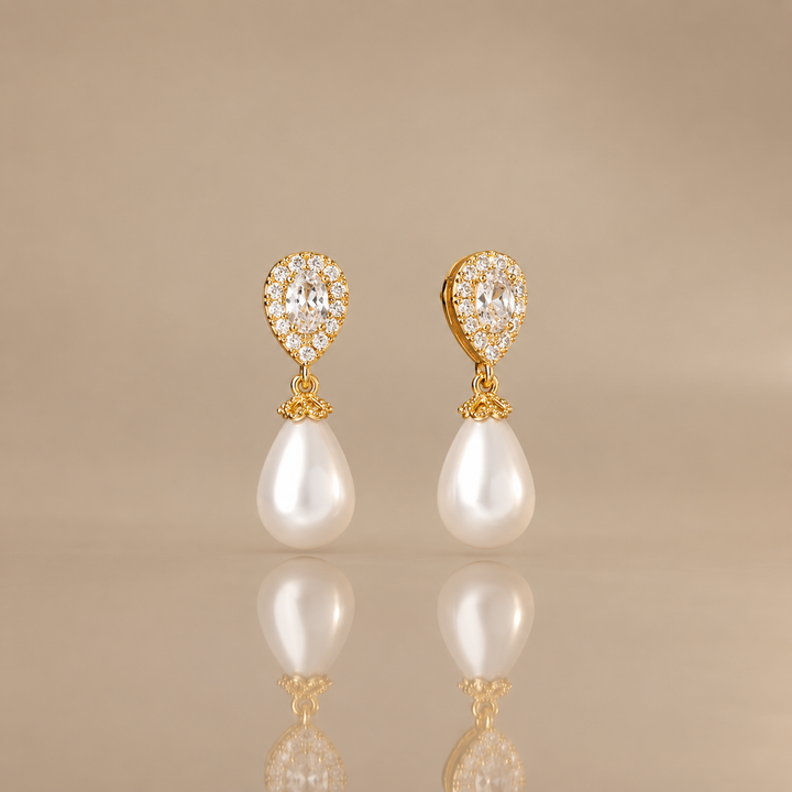 Pearl Drop Zircon Earrings