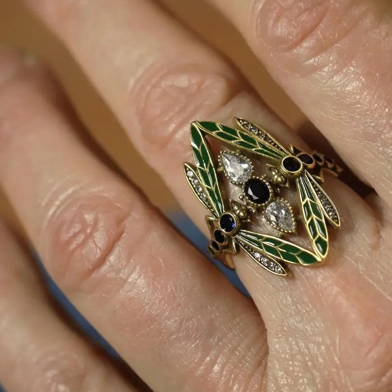 Emerald Dragonfly Vintage Ring