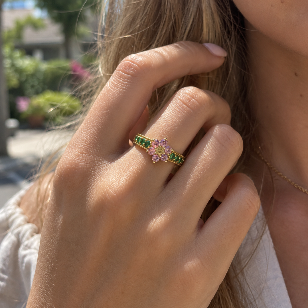 Floral Zircon Ring