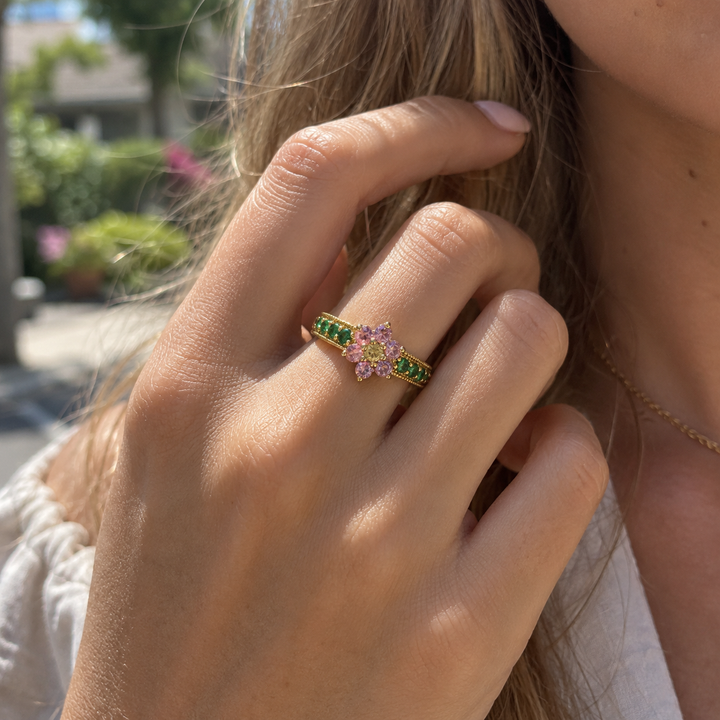 Floral Zircon Ring
