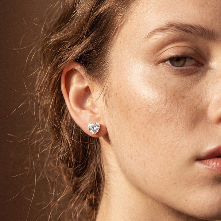 Serene Heart Birthstone Studs