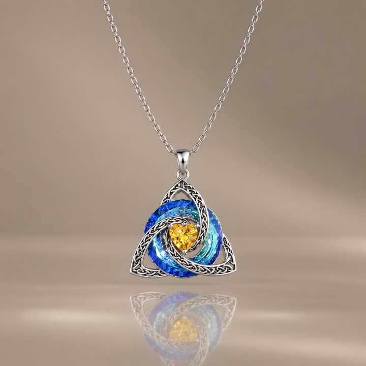 Trinity Knot Birthstone Heart Pendant
