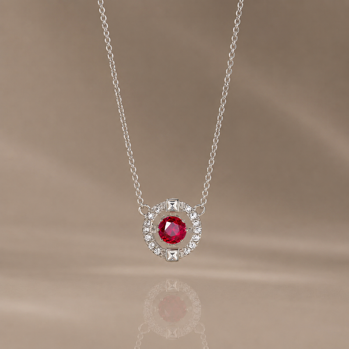 Round Zircon Pendant Necklace