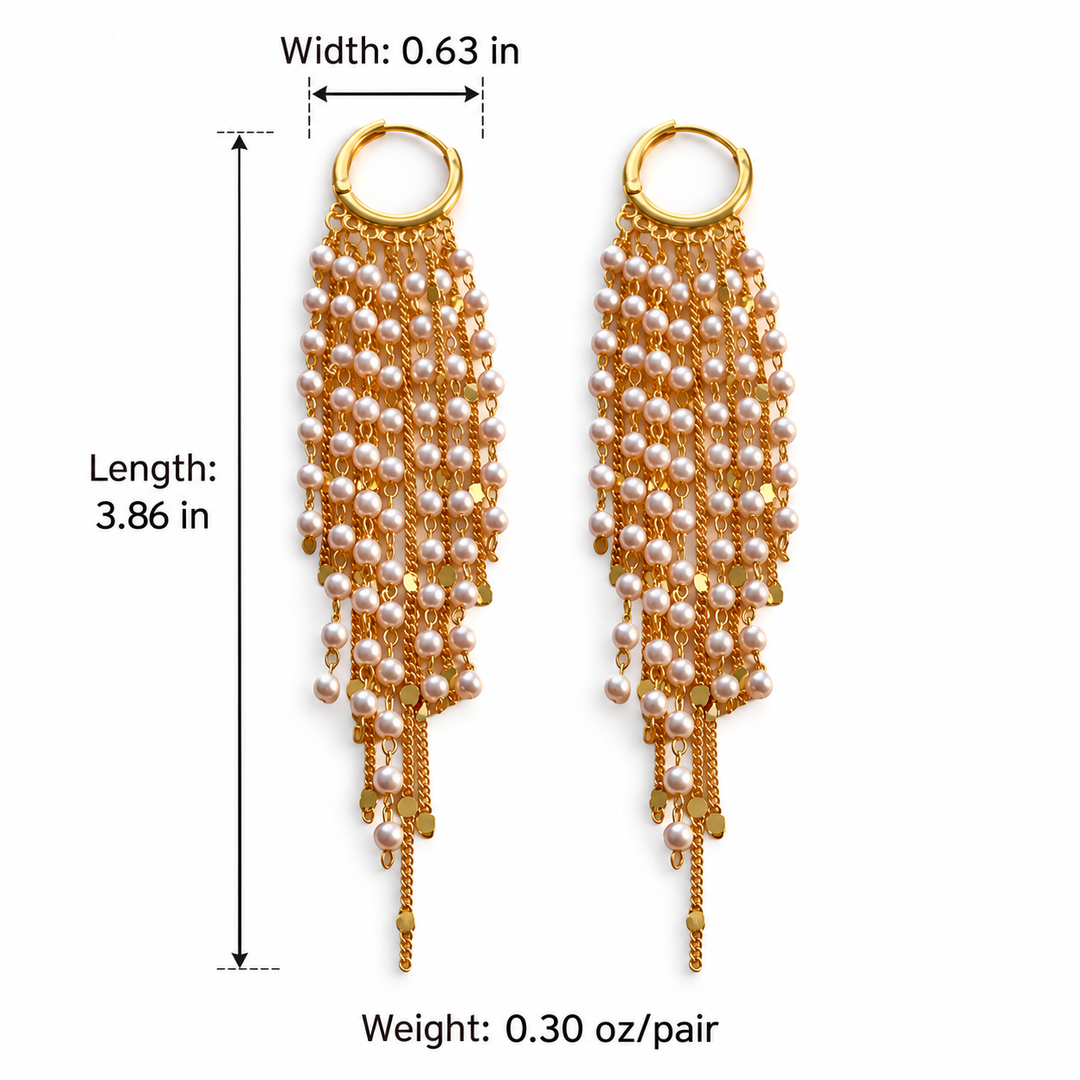 Pearl Tassel Hoop Earrings