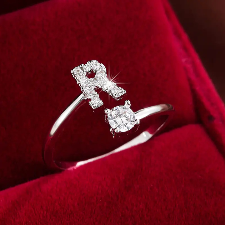 Crystal Letter Ring