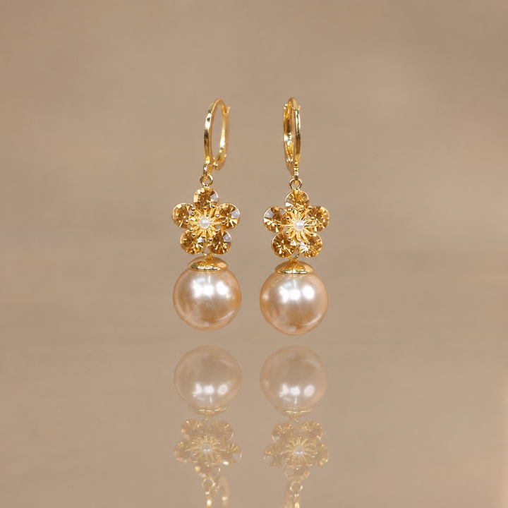 Flower Pearl Drop Earrings