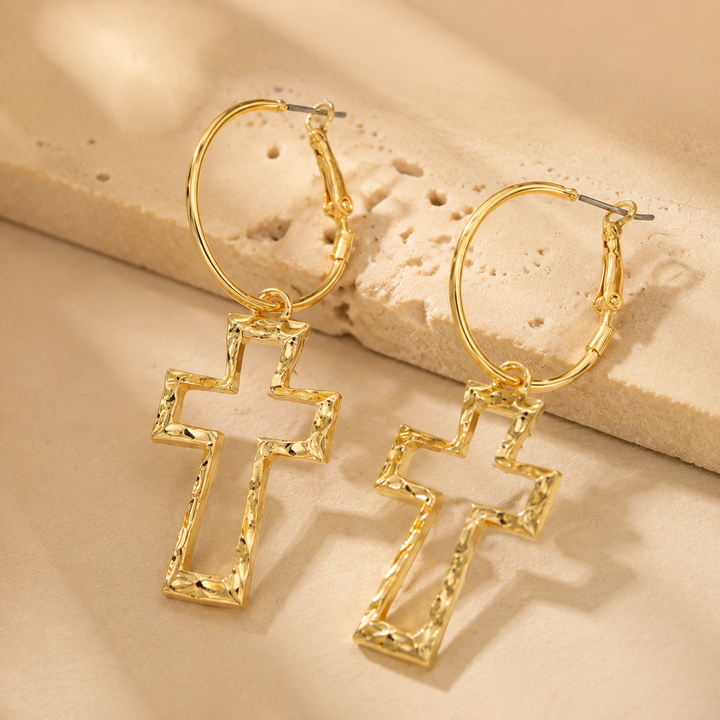 Vintage Cross Hoop Earrings