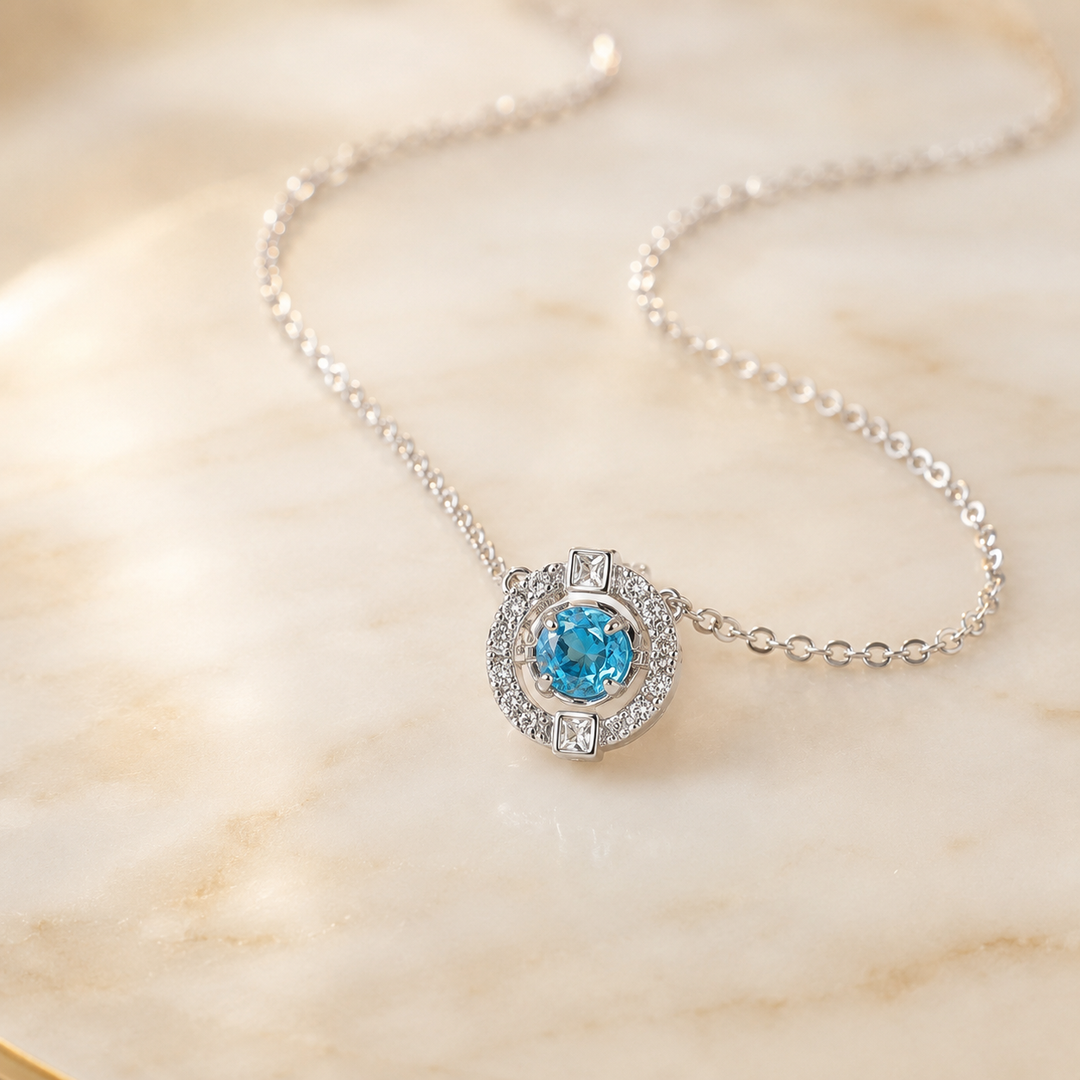 Round Zircon Pendant Necklace