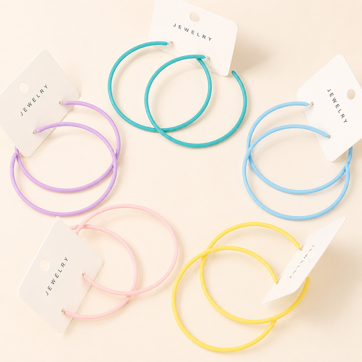 Colorful Large Hoop Earrings Set