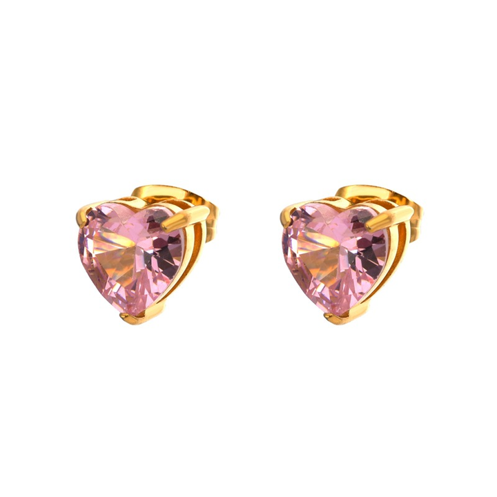 Serene Heart Birthstone Studs