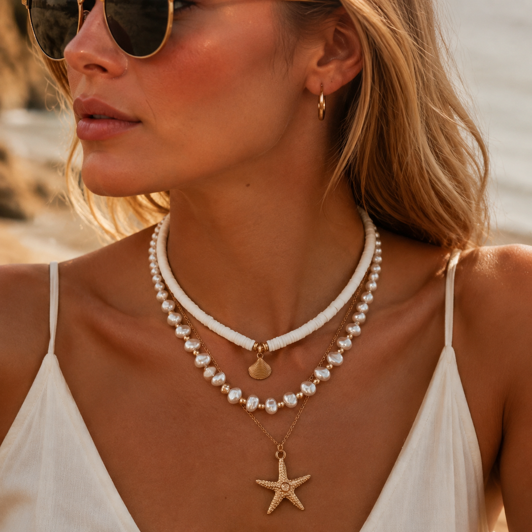 Ocean Pearl Shell Layered Necklace