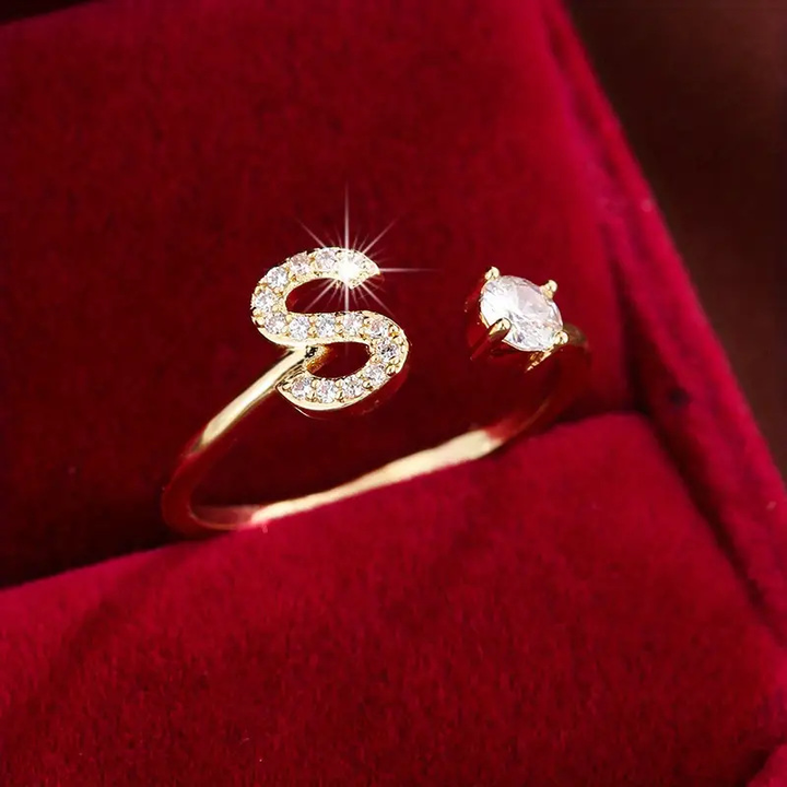 Crystal Letter Ring