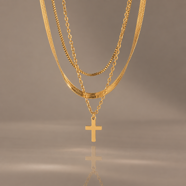 Layered Gold Cross Necklace
