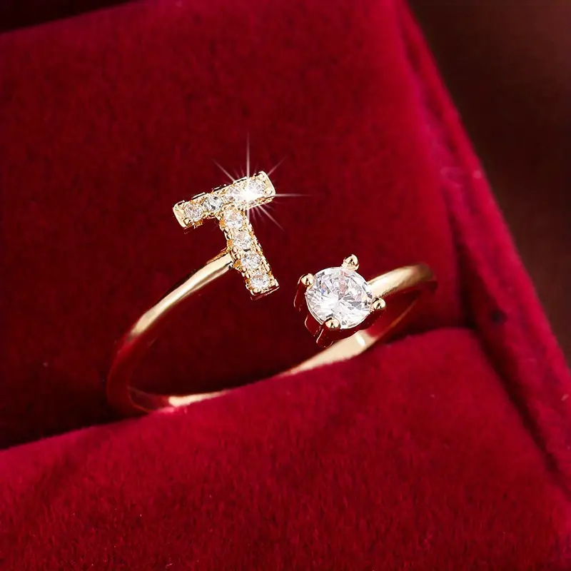 Crystal Letter Ring
