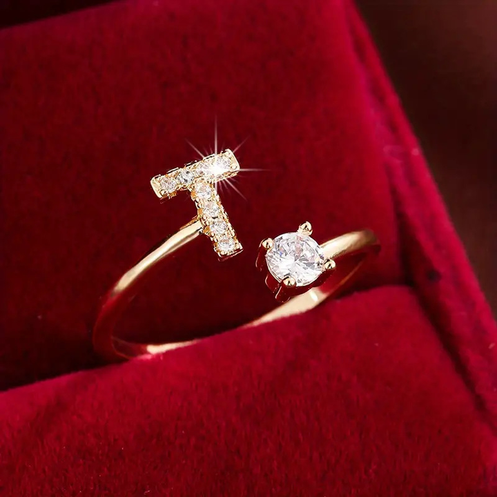 Crystal Letter Ring