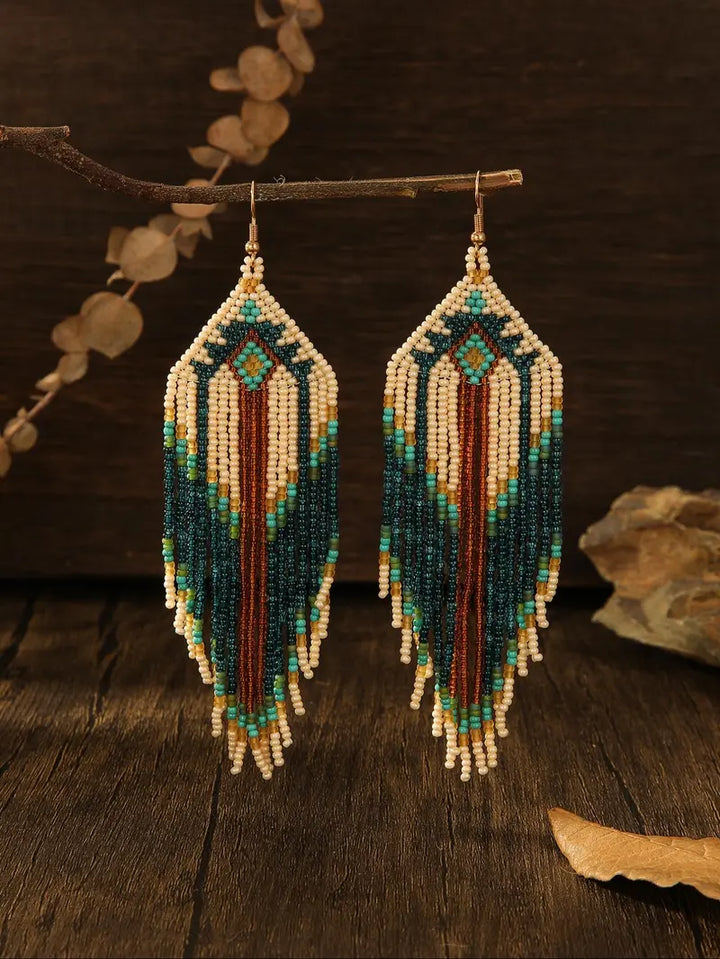 Boho Beaded Tassel Earrings