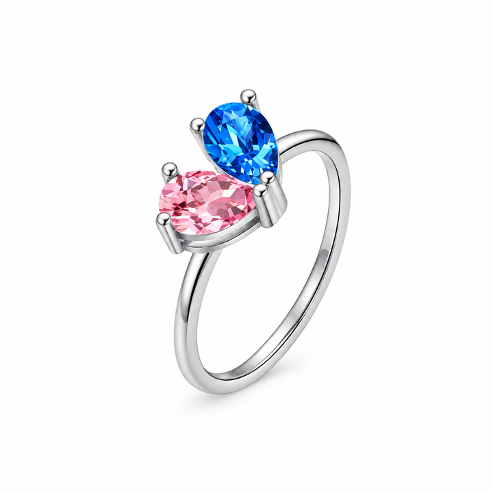 Two-Tone Heart Zircon Ring