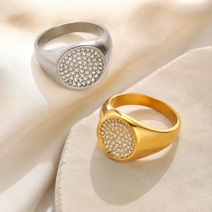 Zircon Pavé Signet Ring