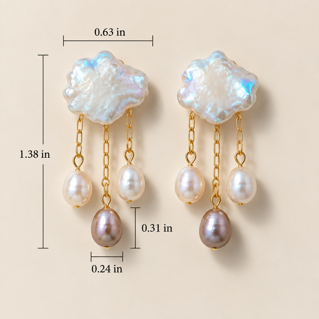 Pearl Cloud Drop Earrings