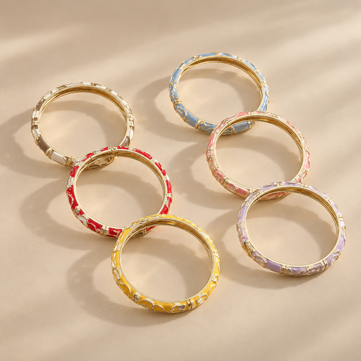 Vintage Enamel Floral Bangle