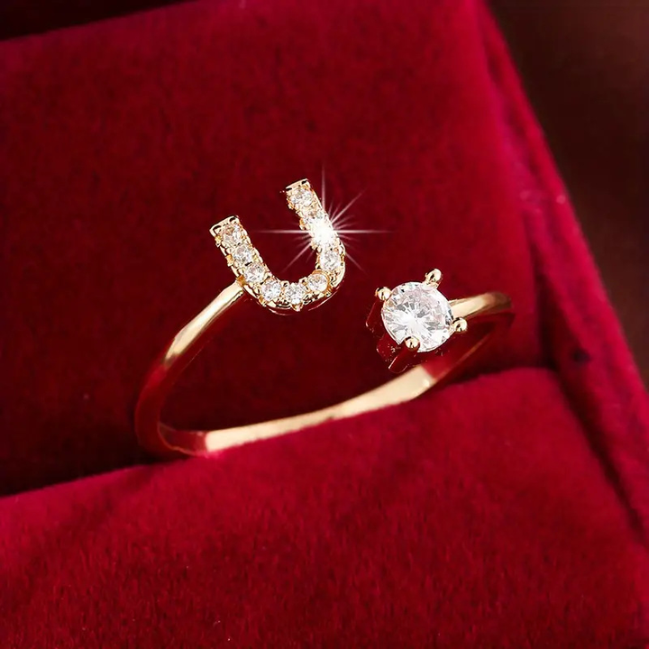 Crystal Letter Ring
