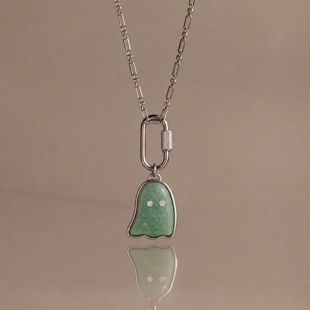 Ghost Pendant Paperclip Necklace