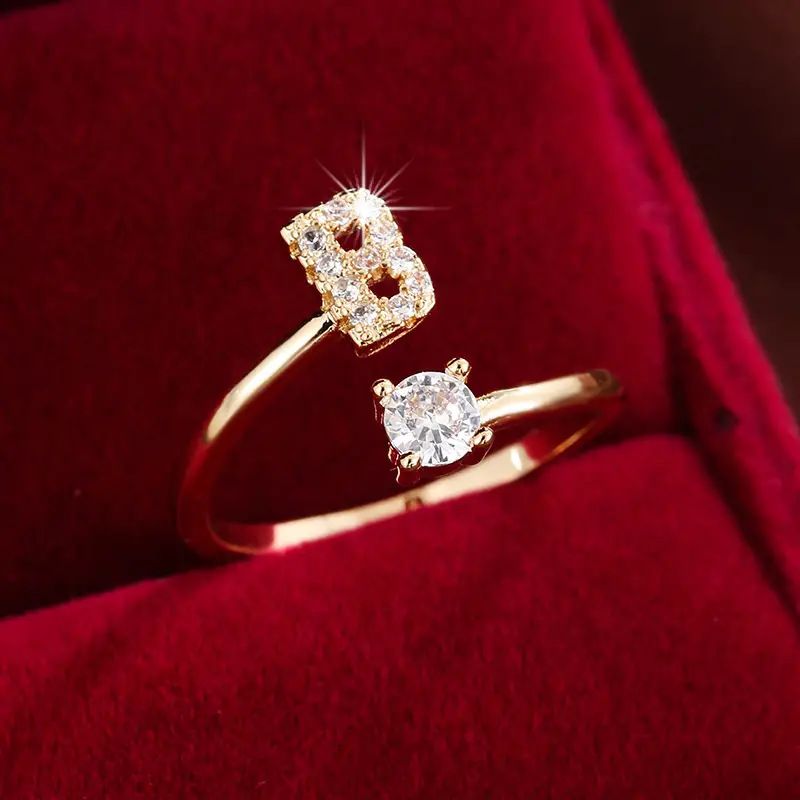 Crystal Letter Ring