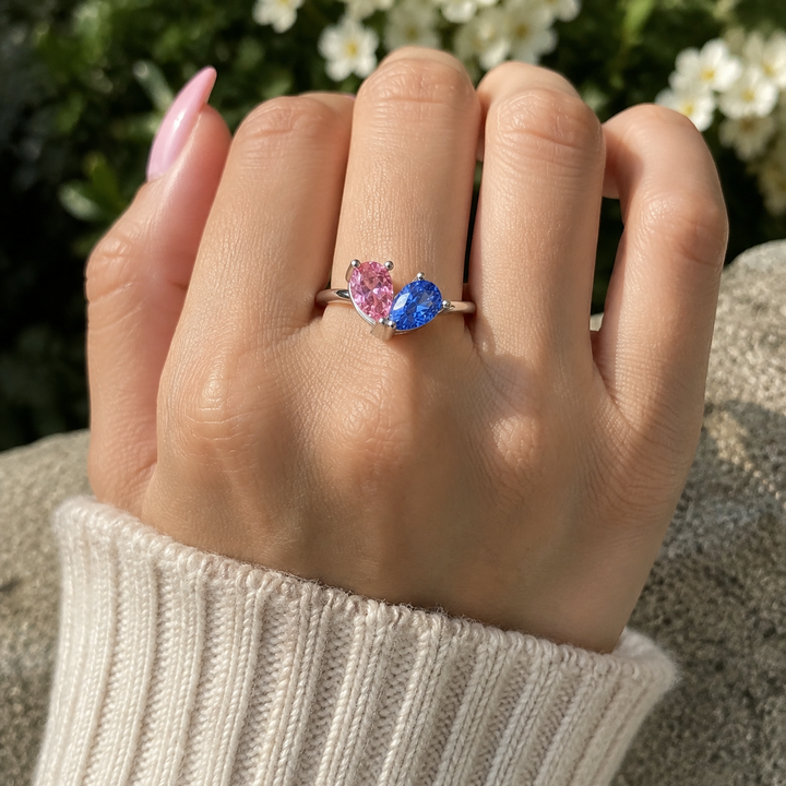 Two-Tone Heart Zircon Ring