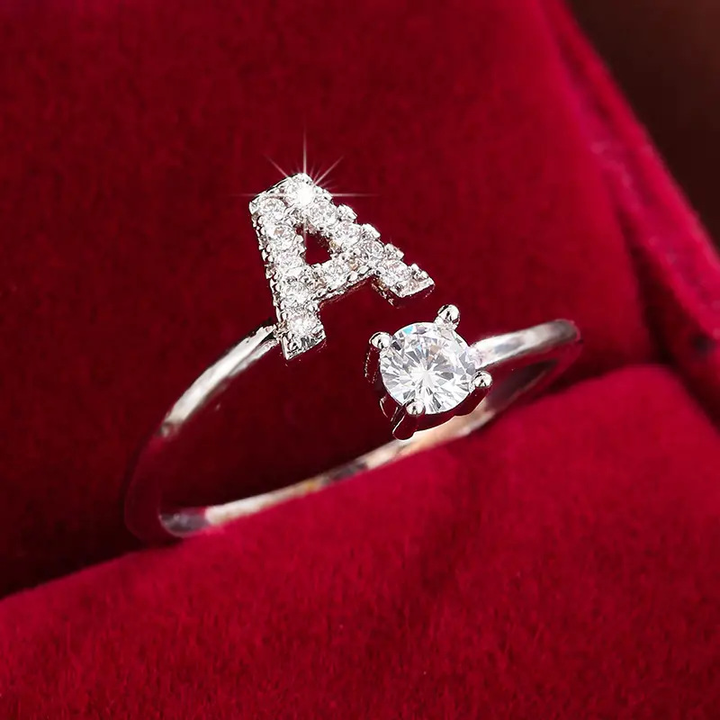 Crystal Letter Ring