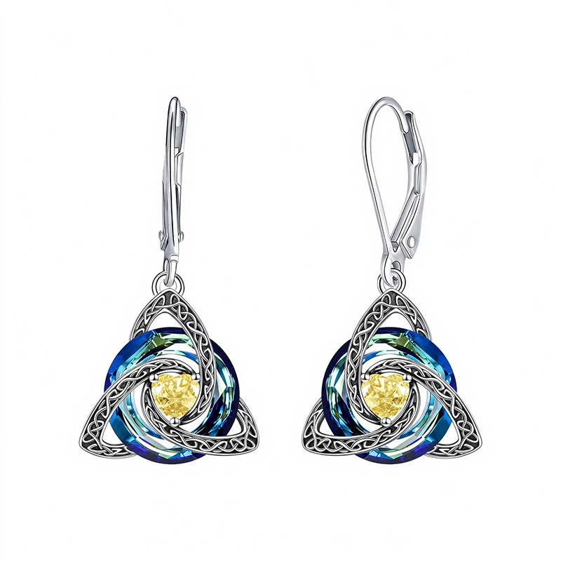Trinity Knot Birthstone Earrings