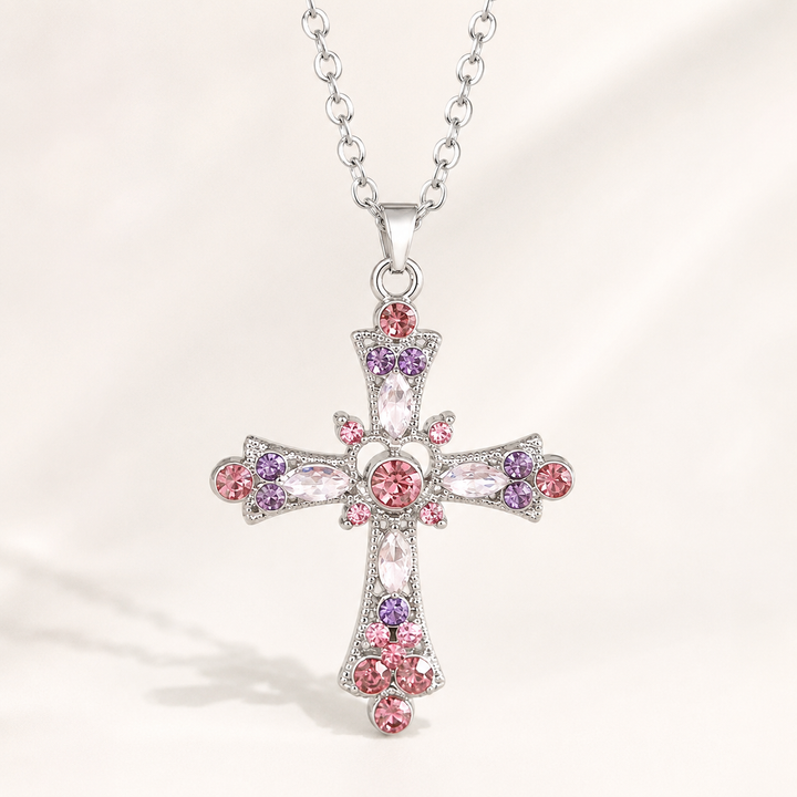 Colorful Zircon Cross Necklace