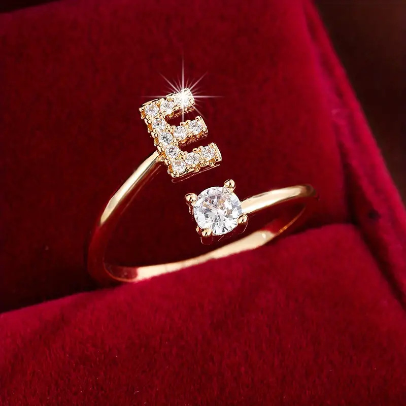 Crystal Letter Ring