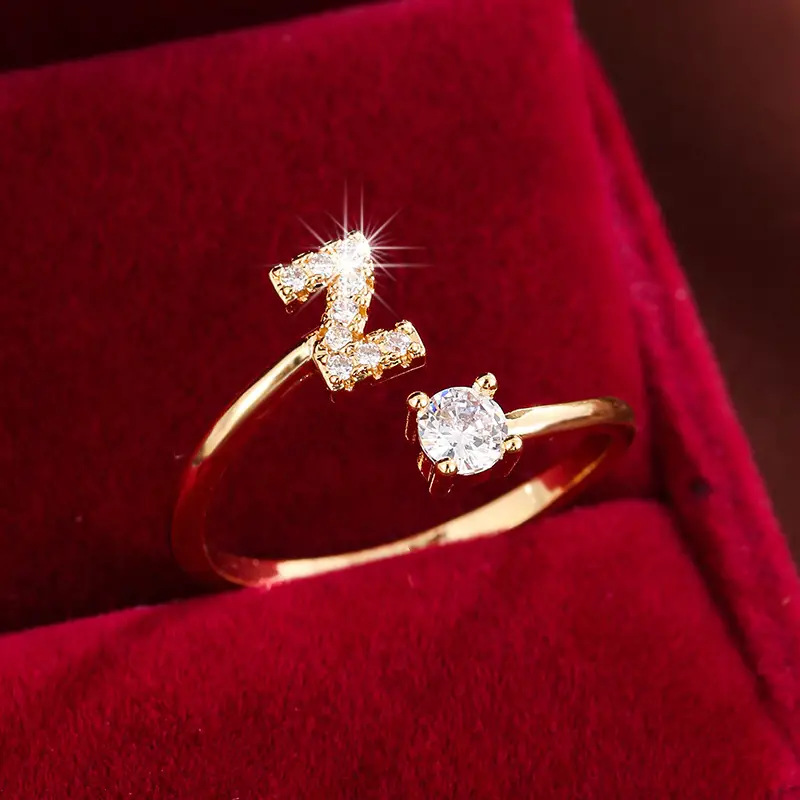 Crystal Letter Ring