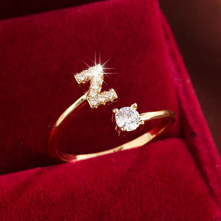 Crystal Letter Ring