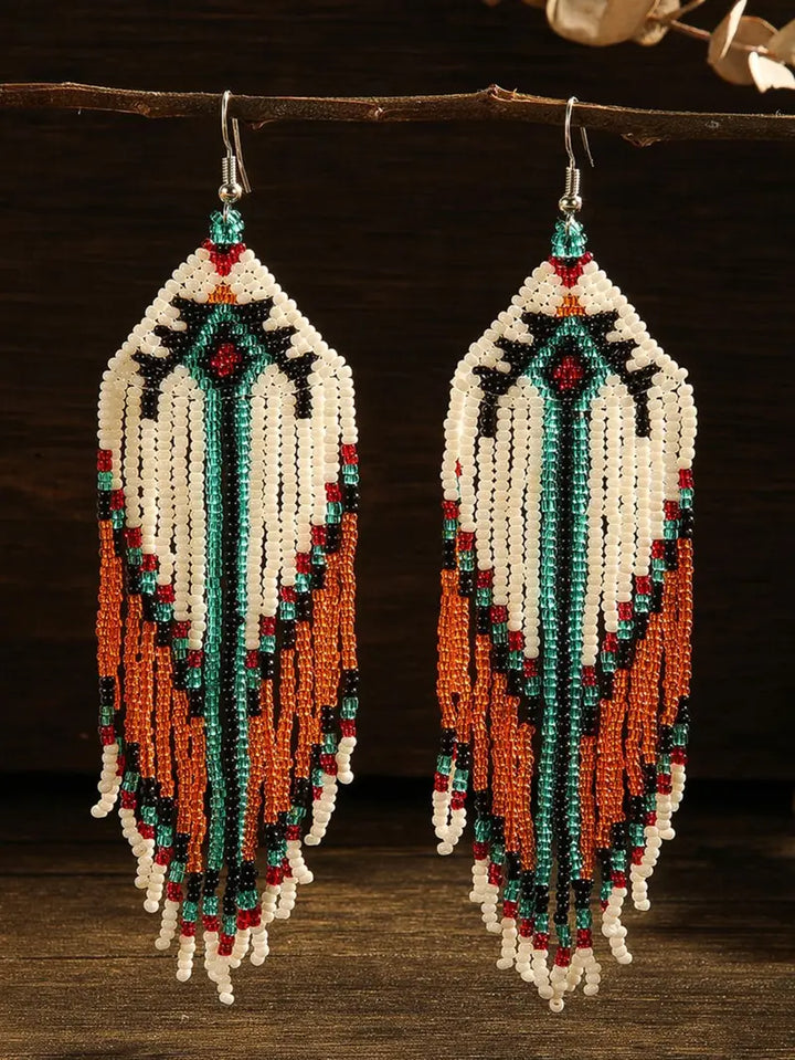 Boho Beaded Tassel Earrings