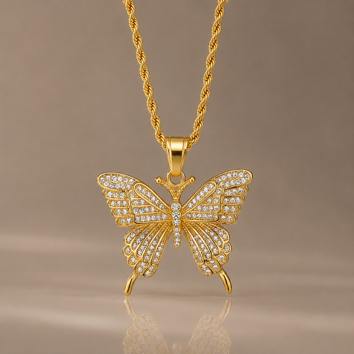 Crystal Butterfly Pendant Necklace