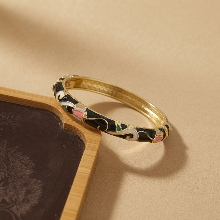 Vintage Enamel Floral Bangle