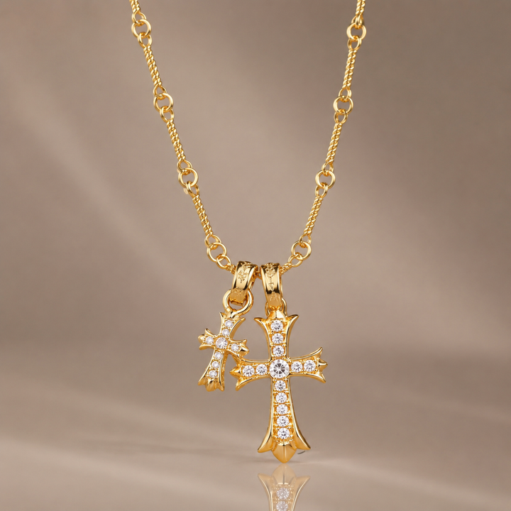 Double Cross Pendant Necklace