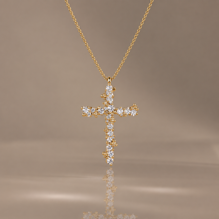 Crystal Bloom Cross Pendant Necklace