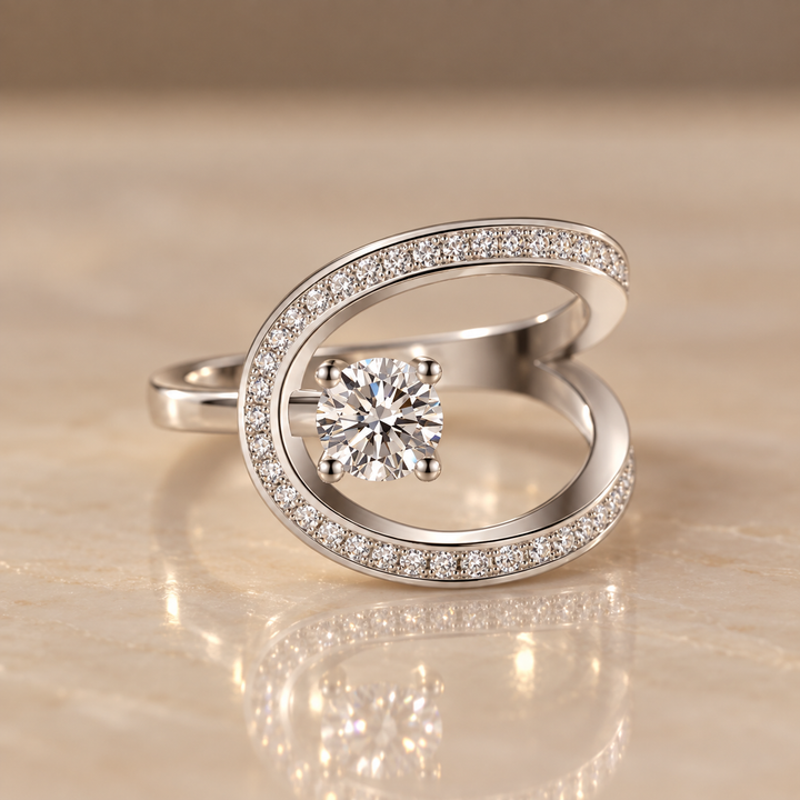 Moissanite Swirl Ring
