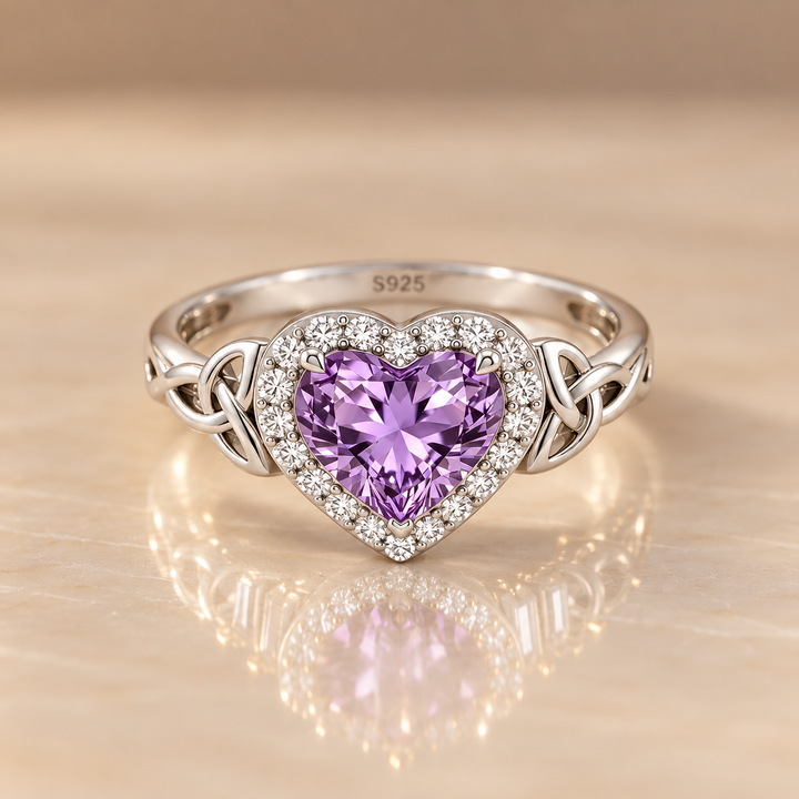 Celtic Knot Heart Zirconia Ring