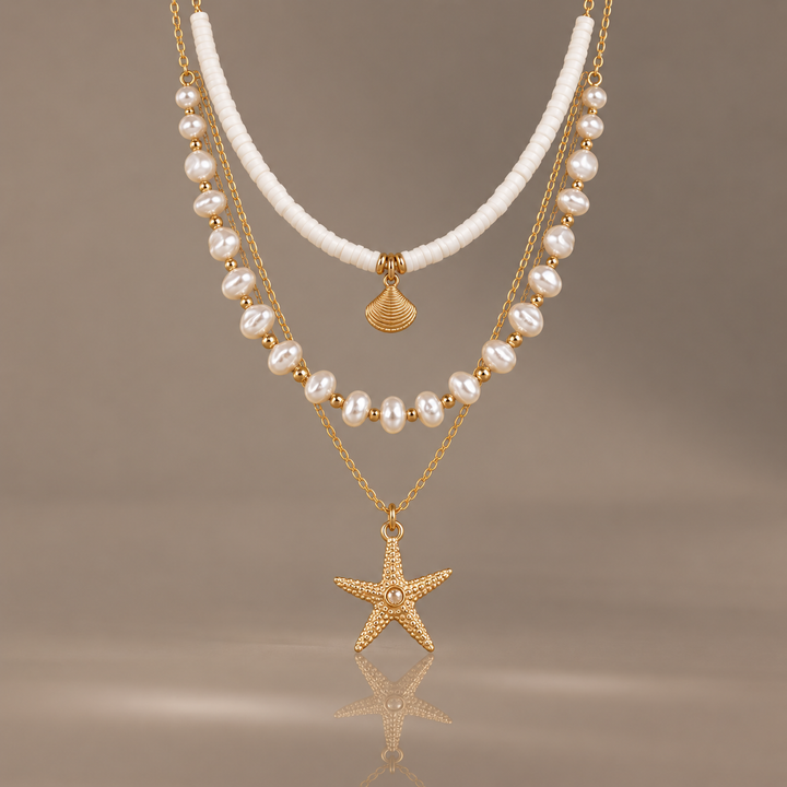 Ocean Pearl Shell Layered Necklace