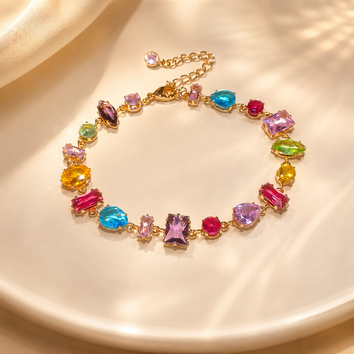Rainbow Gemstone Charm Bracelet