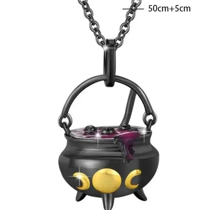 Witch Cauldron Halloween Pendant Necklace