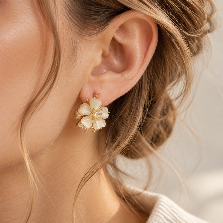 Luminous Blossom Double-Sided Earrings
