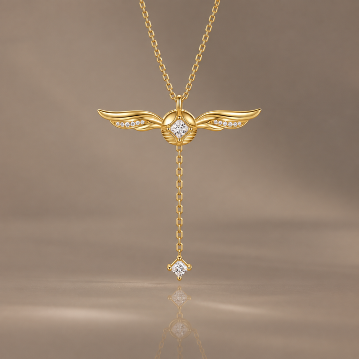 Aurelia Wing Motion Crystal Drop Necklace