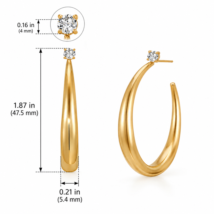 Sculptural Oval Hoop Earrings