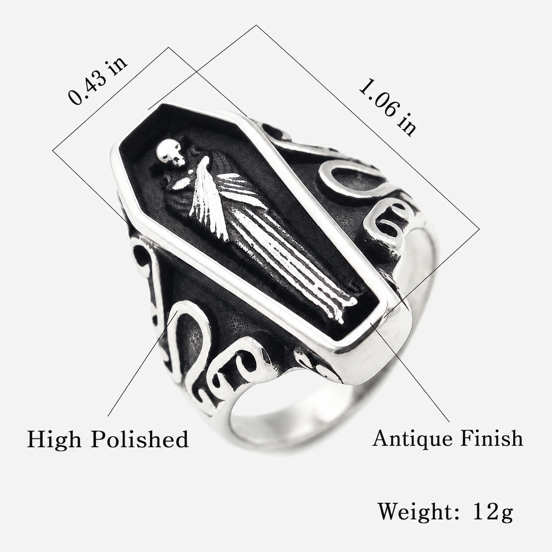 Gothic Coffin Figure Ring